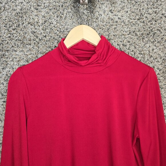 Susan Graver Top Womens Small Red Liquid Knit Mock Neck Blouse Stretch Ladies - Picture 4 of 7